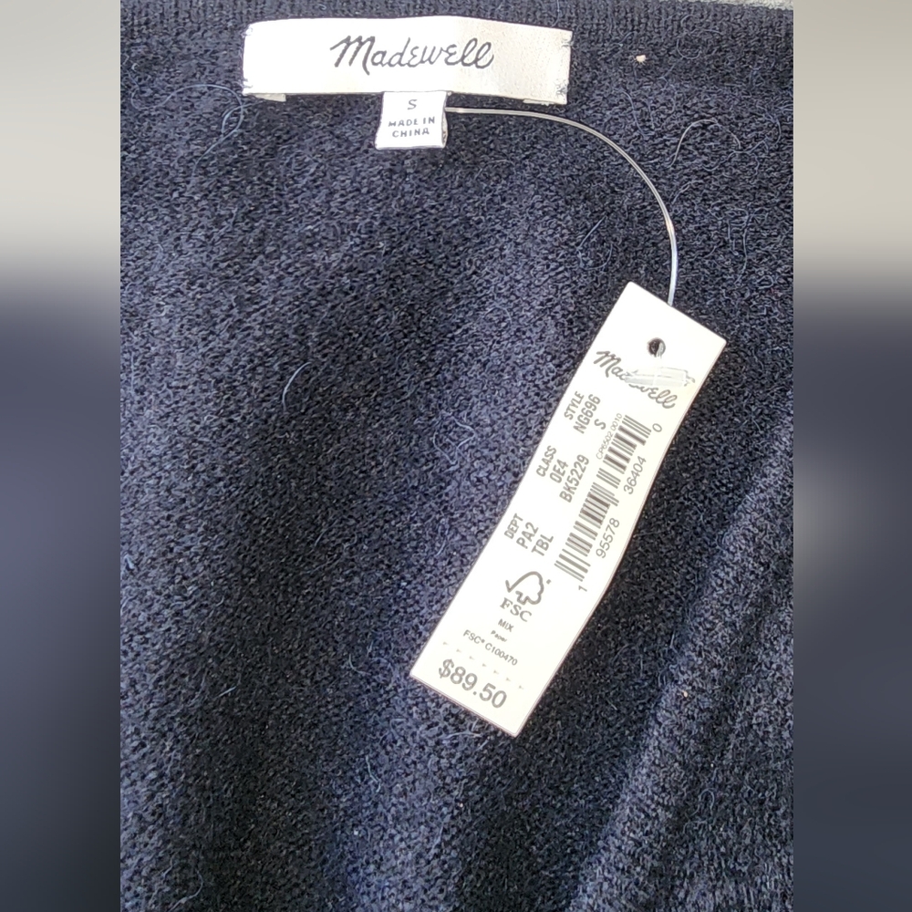 Madewell Black V-Neck Sweater with Puff Sleeves - Picture 3 of 7